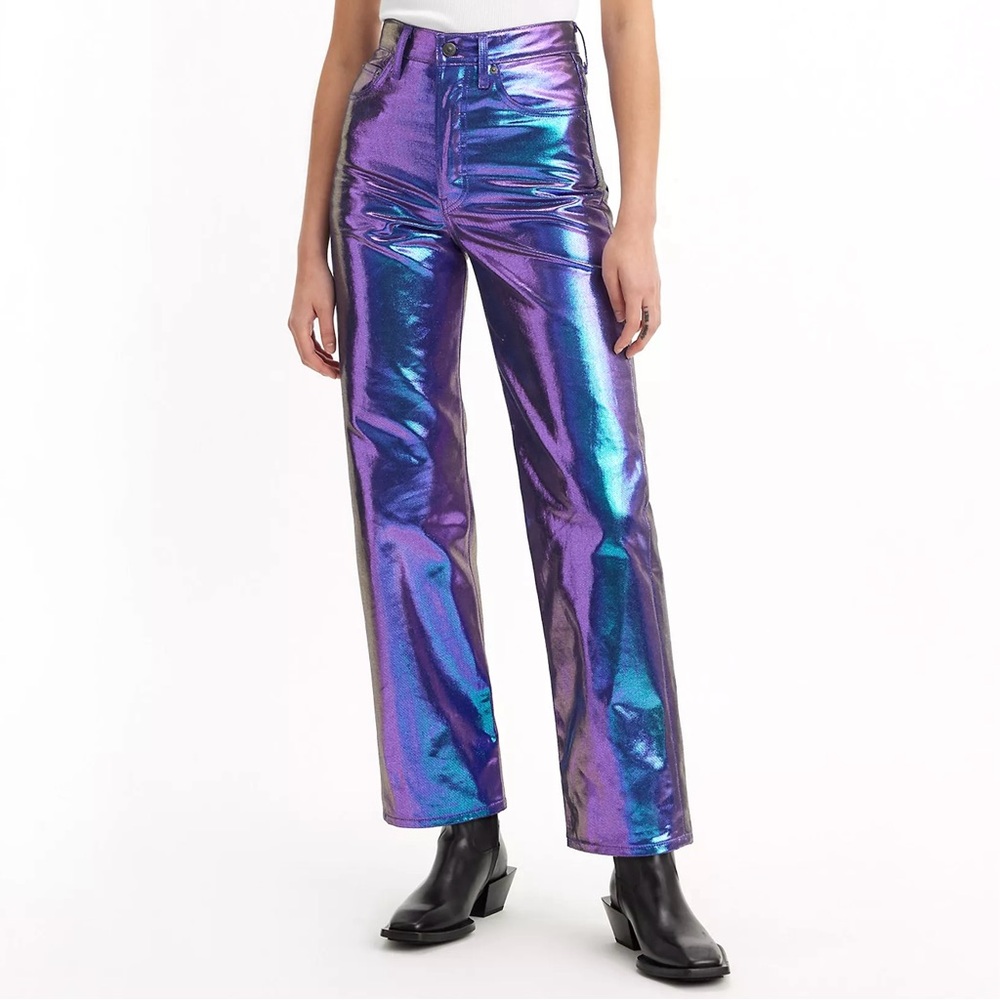 Levi’s Candy Coated Ribcage Straight Ankle Jeans Women’s Size 24 Iridescent